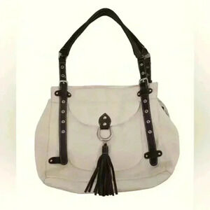 Cavalcanti Cream and Brown Leather Purse